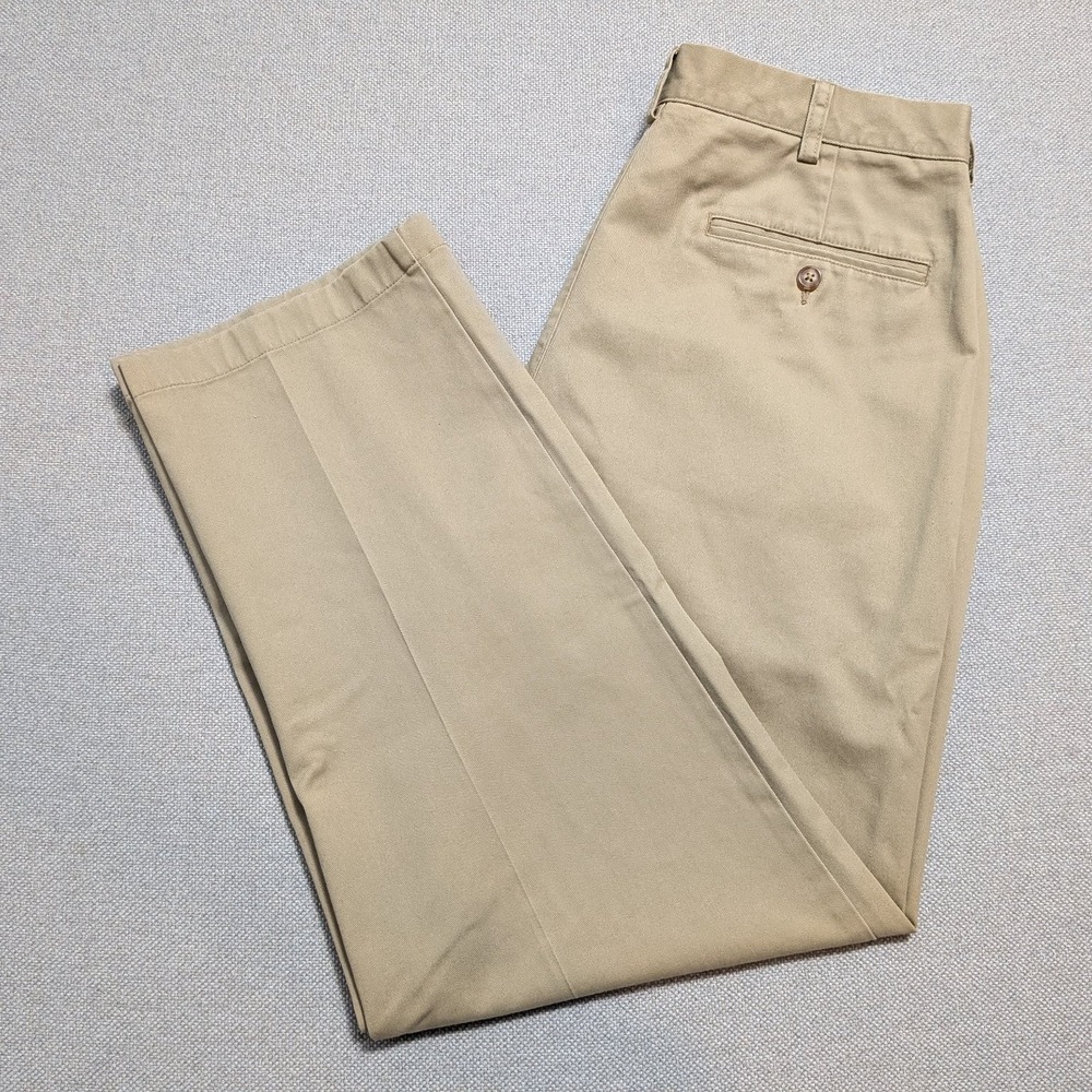 L.L.Bean Natural Fit Mens Pants Chino Khaki 36x29 Pockets Belt Loops 100% Cotton